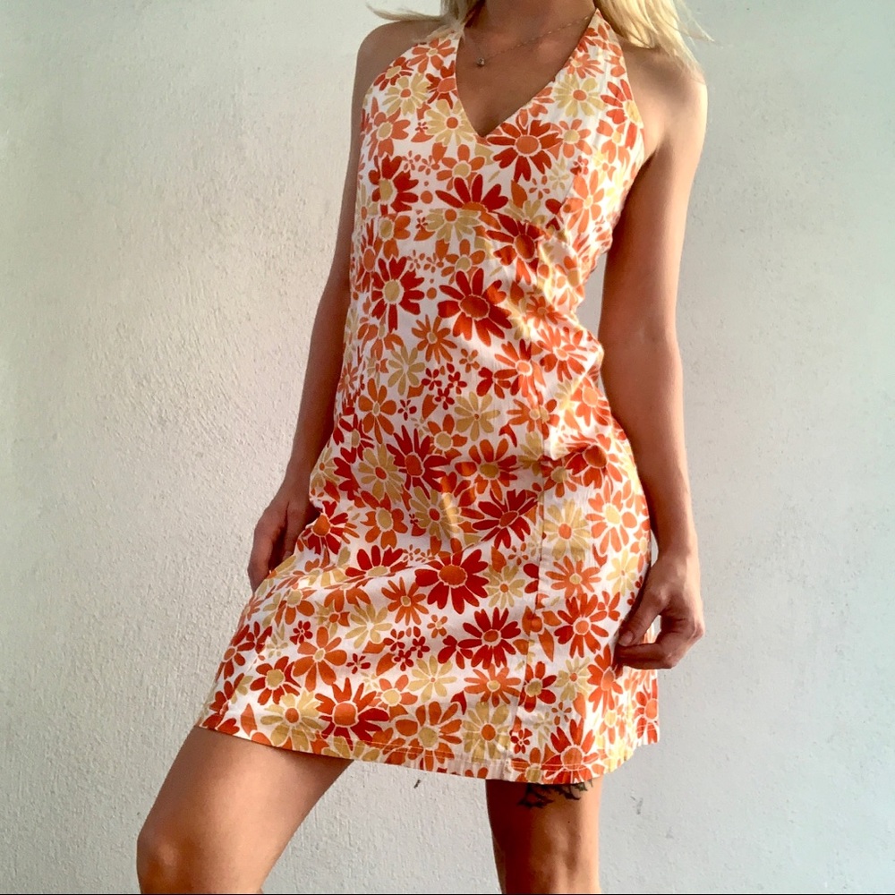 Hippie Flowered Halter Dress